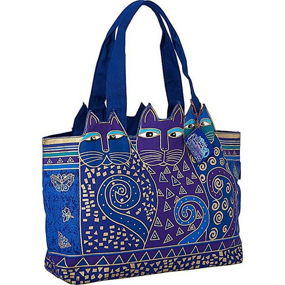 Laurel Burch Indigo Cats Large Cutout Shoulder Tote (Indigo Cats)