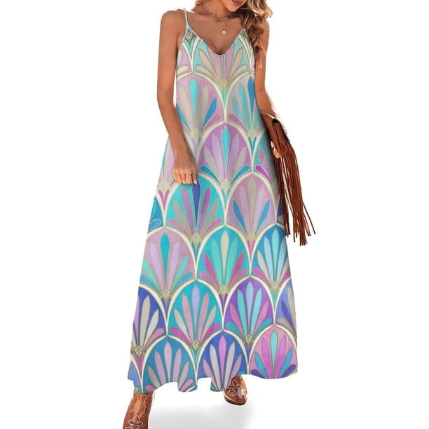 Vestido sin mangas con estampado de arte pastel glamoroso de los años veinte, vestido de fiesta de lujo para mujer, vestidos de noche para graduación de verano para mujer