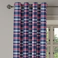 thumbnail image 2 of Ambesonne Checkered Grommet Curtain, Retro Plaid Mosaic, 50" x 96", Dark Coral Pale Blue, 2 of 6
