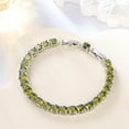 thumbnail image 5 of 18K White Gold Plated Tennis Bracelet with CZ Bracelets with Extending Buckle for Women - August Birthstone Bracelet with Emerald Birthday Jewelry Gifts for Her, 5 of 9