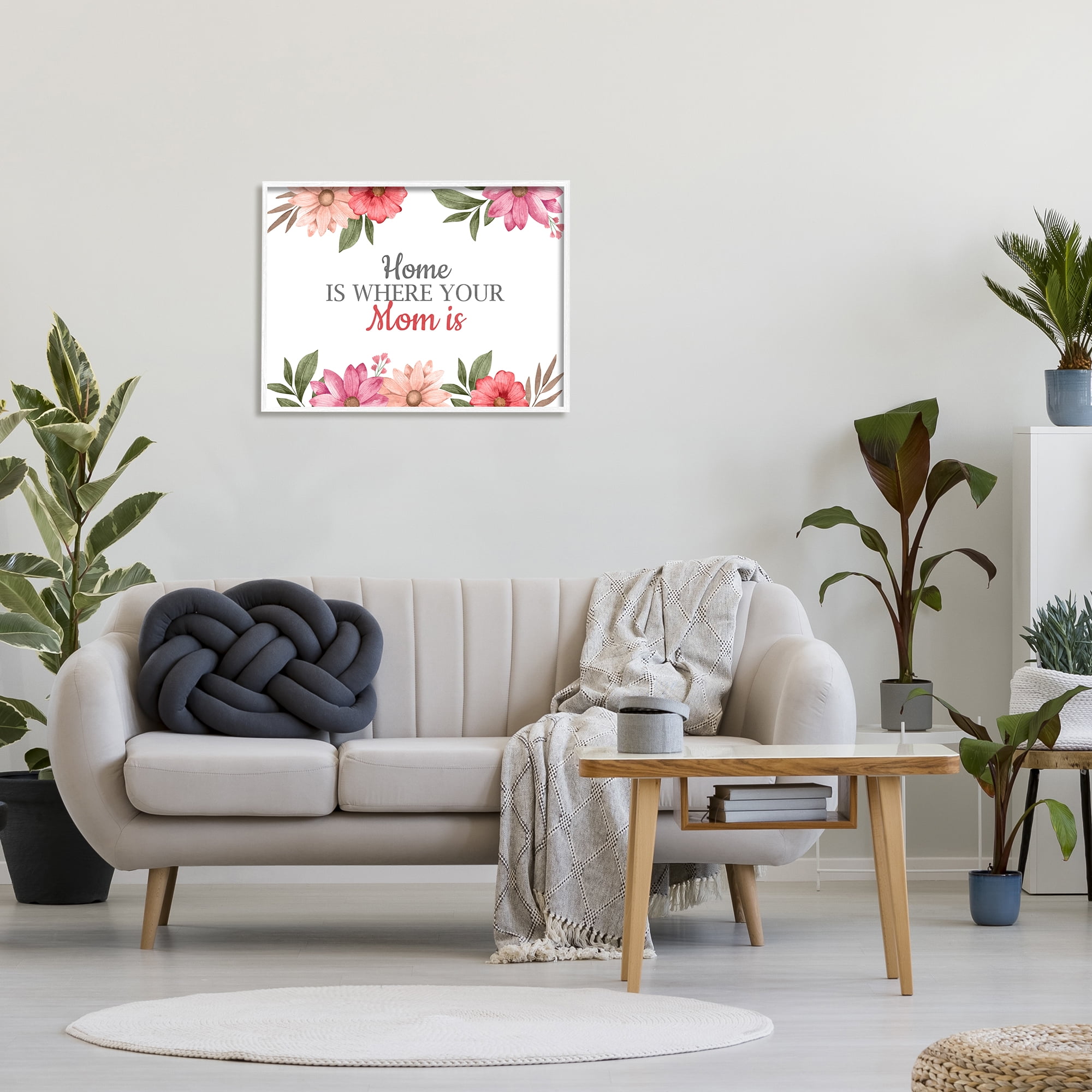 Stupell Industries Floral Where Mom Is Botanical & Floral Painting White Framed Art Print Wall Art, 30 x 24