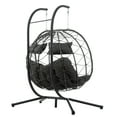 thumbnail image 4 of 2 Person Indoor Outdoor Rattan Egg Hanging Chair Patio Wicker Swing Chair with Stand, 4 of 19