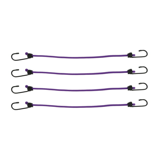 Cuerdas Elásticas Únicas con Ganchos para Motocicletas, Remolques, Camiones, Carga, Cuerdas Elásticas Ajustables con Hebilla de Metal, Púrpura, 4 piezas, 50 cm