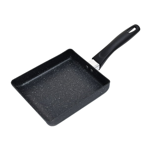 Mini sartén negra portátil de estilo japonés para freír huevos, rectangular, para tortillas, 13 x 18 cm