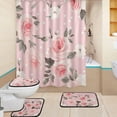 thumbnail image 2 of Shower Curtain Set 4 Piece for Bathroom Decoration, Flower Rose Bathroom Sets with 1 Fabric Shower Curtain and 3 Non-Slip Bathroom Rugs Accessories with Hooks, 2 of 8