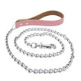 thumbnail image 2 of Cheers Pet Traction Rope Cowhide Handle Anti-bite Iron Pet Leash Chain with Buckle Pet Supplies, 2 of 2