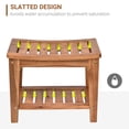 thumbnail image 4 of HOMCOM Acacia Wood Shower Bench Seat with Towel Shelf, 2-Tier Bathroom Spa Bathing Stool, 4 of 9