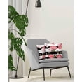 thumbnail image 3 of 2 Packs Decorative Cotton Throw Pillow Covers, Pink Floral Rose Black and White Stripe 20 x 20 Inch Square Reversible Soft Cushion Case for Couch Bedroom Sofa Living Room Chair Car, 3 of 6