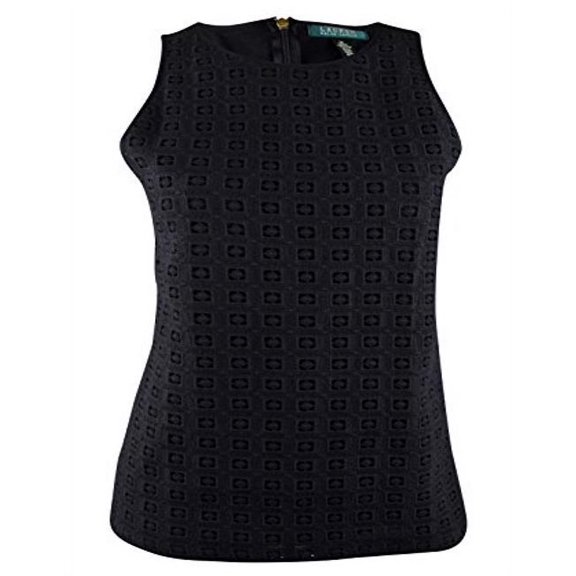 Women's Lace Front Sleeveless Blouse Top-B-XL