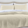 thumbnail image 3 of Chezmoi Collection Austin King Oversized Bedspread Set, 3-Piece Lightweight Microfiber Quilted Coverlet for All Seasons, Ivory, 3 of 9