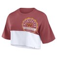 thumbnail image 2 of Women's Fanatics Burgundy/White Washington Commanders Boxy Color Split Cropped T-Shirt, 2 of 3