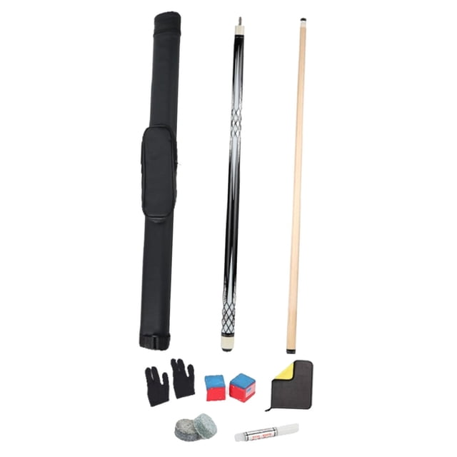 harper 146cm Billiard Cue Pool Sticks Replacement Two Sections Lightweight Storage Bag Snooker Cue for Game Practice Break Room Home White