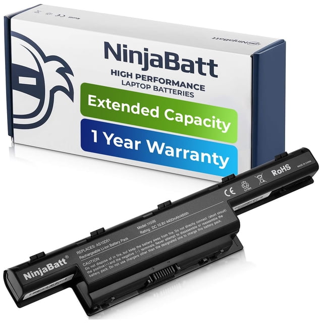 Batería NinjaBatt de alto rendimiento para Acer AS10D31 6C/48Wh