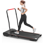 XGeek Under Desk Walking Pad Treadmill Foldable with Handlebar Remote Controll, LCD Display, 2.5HP Super Silent, Jogging Machine for Home and Office