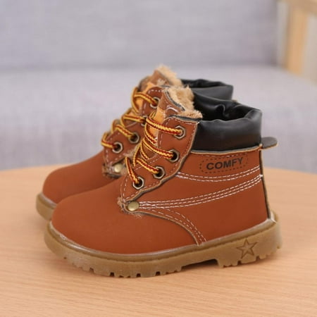 

Baby Boy Girl Martin Snow Boots Toddler Kids Winter Warm Lace Up Leather Casual Shoes Sneaker (Sole 13.5-18.3 cm)