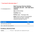 thumbnail image 2 of Right Passenger Side Door Molding - Compatible with 2001 - 2007 GMC Sierra 2500 HD 2002 2003 2004 2005 2006, 2 of 2