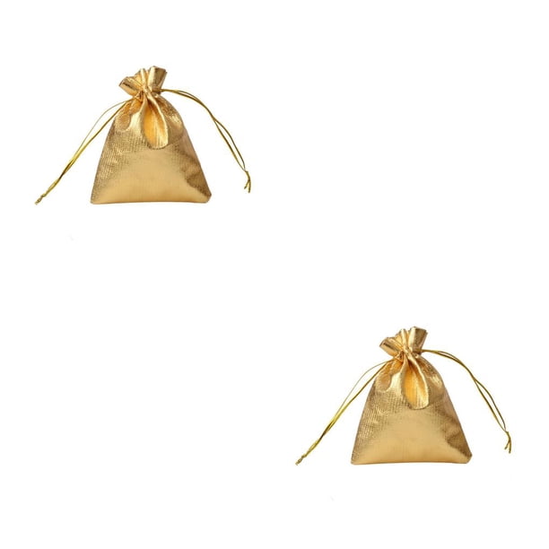 Matsuzay 100 piezas bolsas de joyería brillante embalaje de regalo bolsas con cordón DIY celebraciones del banquete de boda navidad dorado/5 * Dorado/7*9cm 2piezas