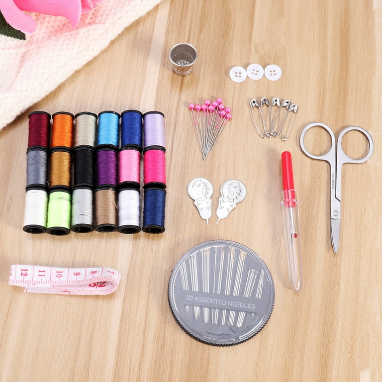 Travel Sewing Kit Thread Needles Mini Case Plastic Scissors