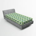 thumbnail image 1 of Floral Fitted Sheet, Clovers Vertical Lines and Dots Irish Traditional Floral Pattern, Soft Decorative Fabric Bedding, Twin Size, Lime Green Dark Green, by Ambesonne, 1 of 2