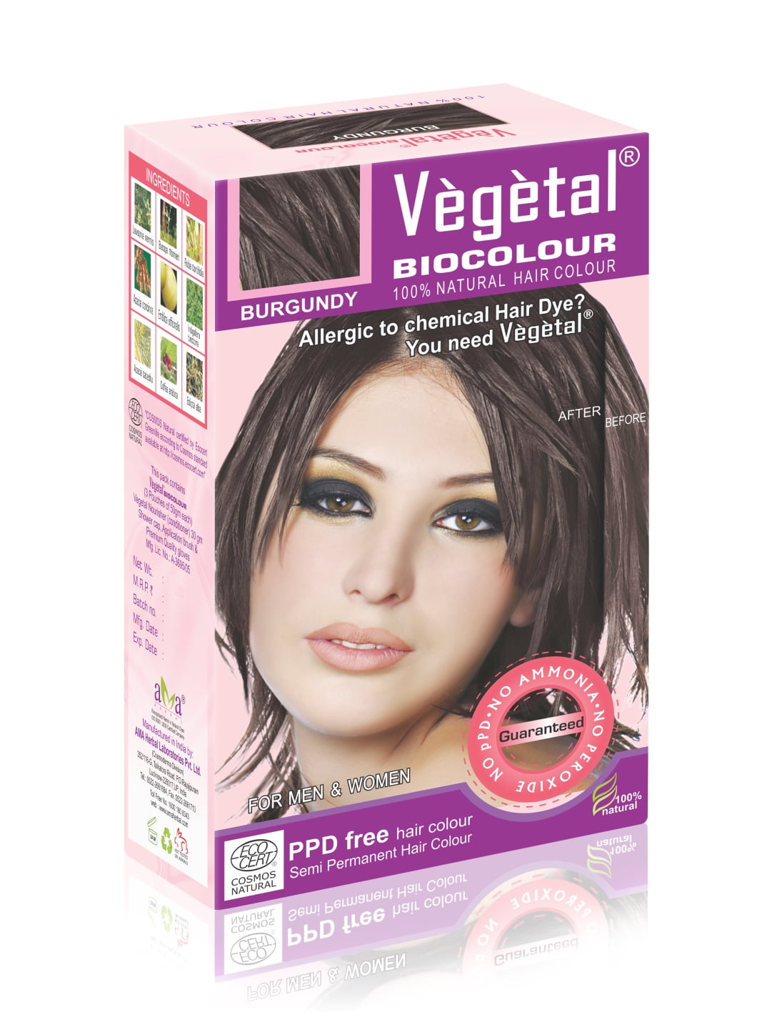 Vegetal Bio Colour Burgundy 50gm first PPD free and ammonia free hair color by