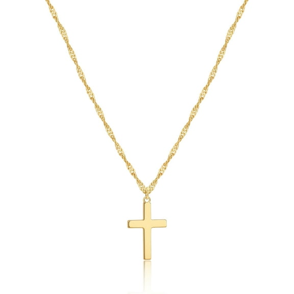 Cross Necklace for Women Trendy - Dainty 14K Real Gold Plated Minimalist Cz Cross Necklace Non Tarnish Waterproof Trendy Cute Simple Small Necklaces Easter Christian Religious Faith Jewelry Gifts