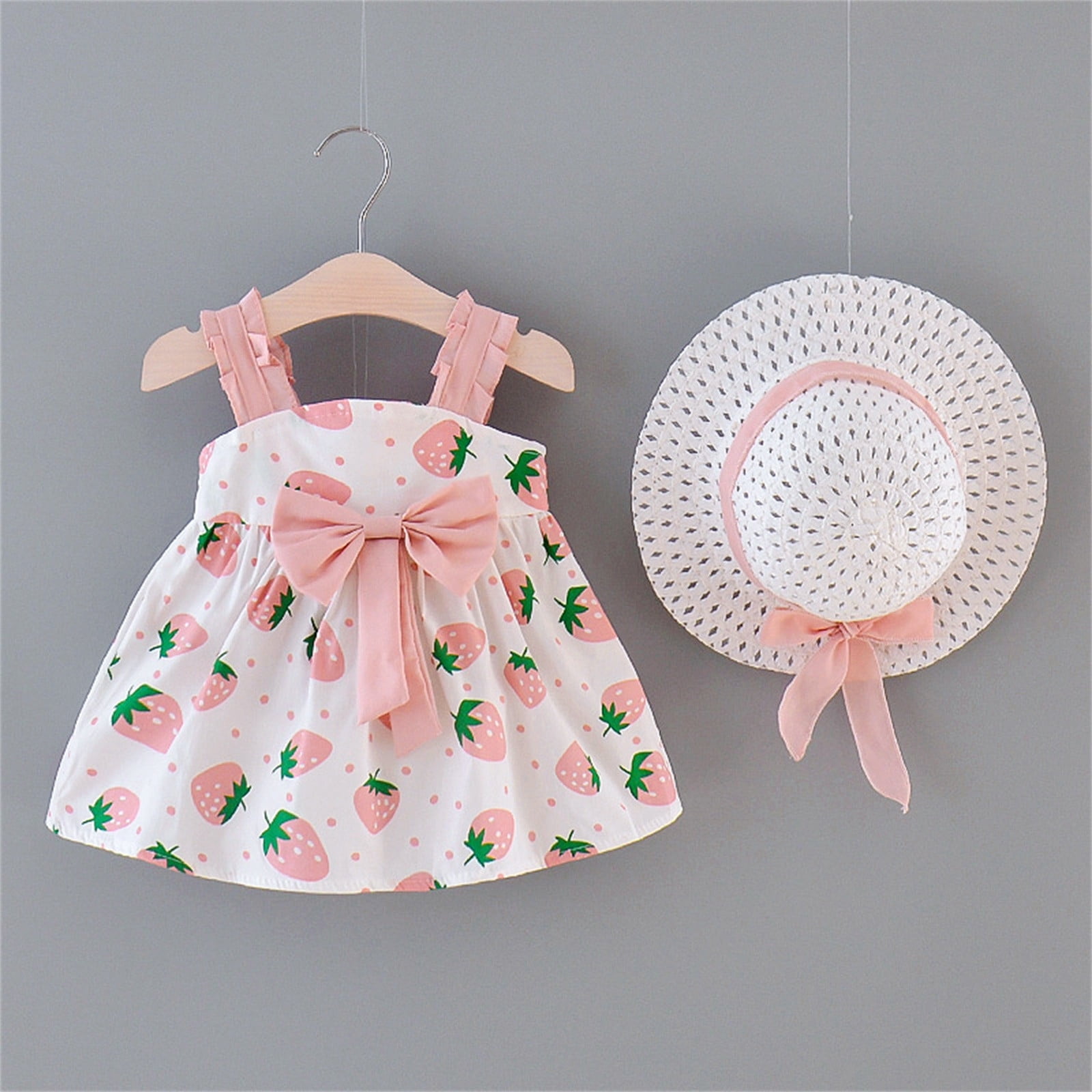 Robe été Bébé Fille 2 Ans - Sans Manches, Dos Nu, Avec Nœud Et Chapeau De Paille, Tenue Fête Anniversaire - 5
