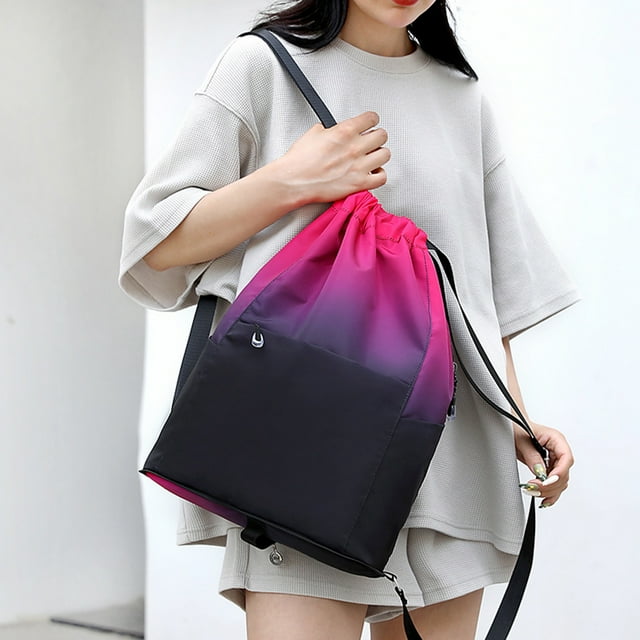 Drawstring Gym Backpack Waterproof Gradient Color Basketball Bag Foldable Sports Backpack for Men Women Soccer Training Swimmers