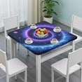 thumbnail image 3 of Blue Purple Tie Dye Mandala Pattern Square Fitted Tablecloth with Elastic Edge,Square Table Cover,Washable Elastic Table Cover for Home Kitchen Party Decor 34"x34", 3 of 6