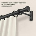 thumbnail image 3 of 1 Inch Curtain Rods for Windows 48 to 84, Black Curtain Rod with Adjustable Length, Outdoor/Indoor Rustic Drapery Pole with Brackets, 48"-86", 3 of 8