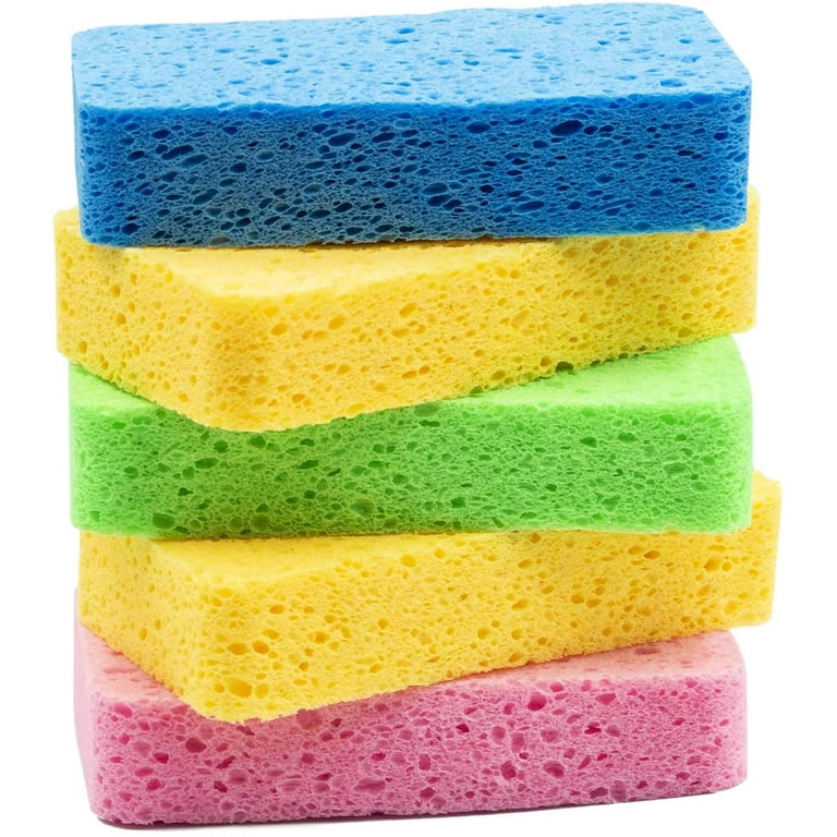 Large Cellulose Sponges, Kitchen Sponges for Dish, 1.4 Thick Heavy Duty Scrub  Sponges, Non-Scratch Dish Scrubber Sponge for Household, Cookware,  Bathroom, Compressed Packaging 5pcs 