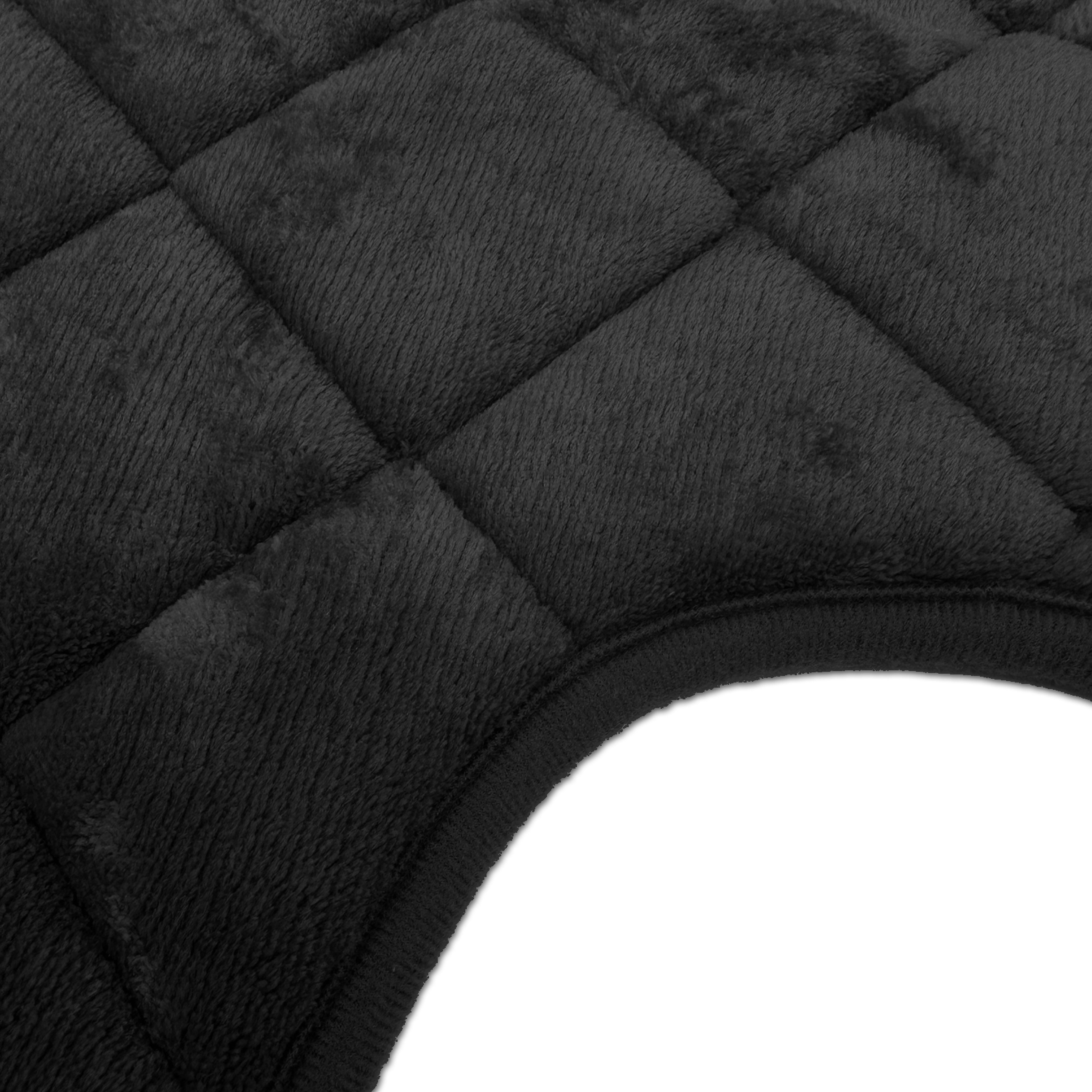 Mainstays 3-Piece Memory Foam Bath Rug Set, Black, Contour 18 in x 18 in, 17 in x 24 in, 18 in x 30 in