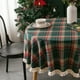 thumbnail image 5 of Adornos navideños, adornos navideños, regalos navideños, mantel redondo de 150 cm y lino a cuadros verdes navideños, lavable, para mesa de centro, decorativo, para jardín, cocina, etc., 5 of 6