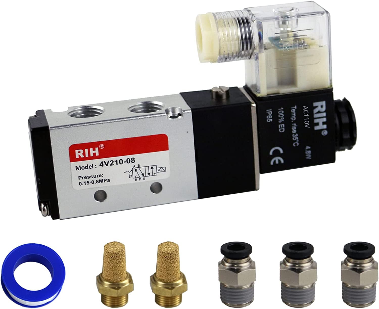 Airtac Type 4V210-08 Integrated Solenoid Valve Set DC24V/AC220V Base - View #7