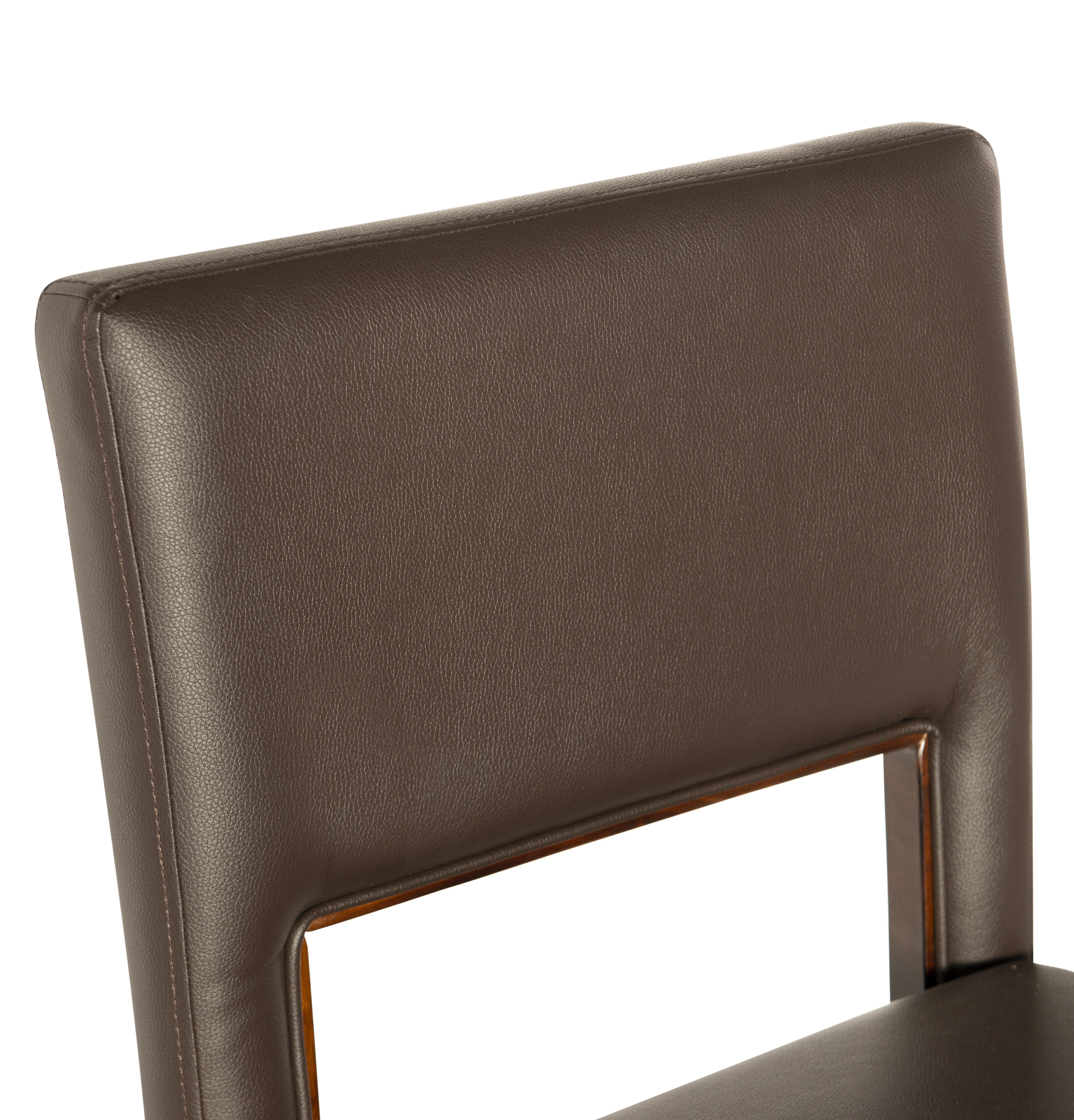 Linon Vega 30" Full Back Wood Bar Stool, Dark Brown Faux Leather