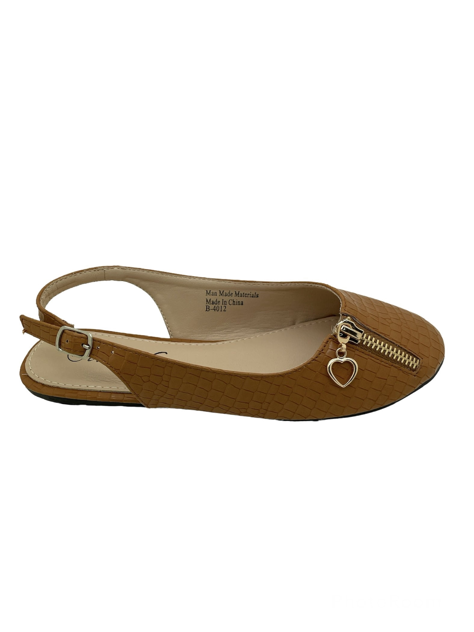 Women Fashion Comfort Opened Side Flats W/Mock Front Zipper.