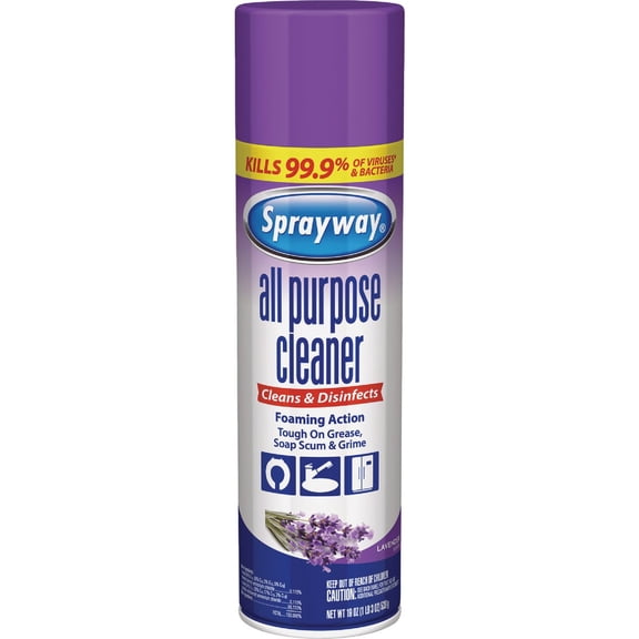 6-pack Sprayway All Purpose Cleaner Lavender Scent - Foaming Action, EPA Approved - 6 Pack, 19oz — Household & Commercial Use, Effective Formula