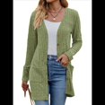 thumbnail image 3 of Cárdigan de Otoño para Mujer, de Punto Suave, de Larga, Abierto Al Frente y con Bolsillos. Verde L, 3 of 8