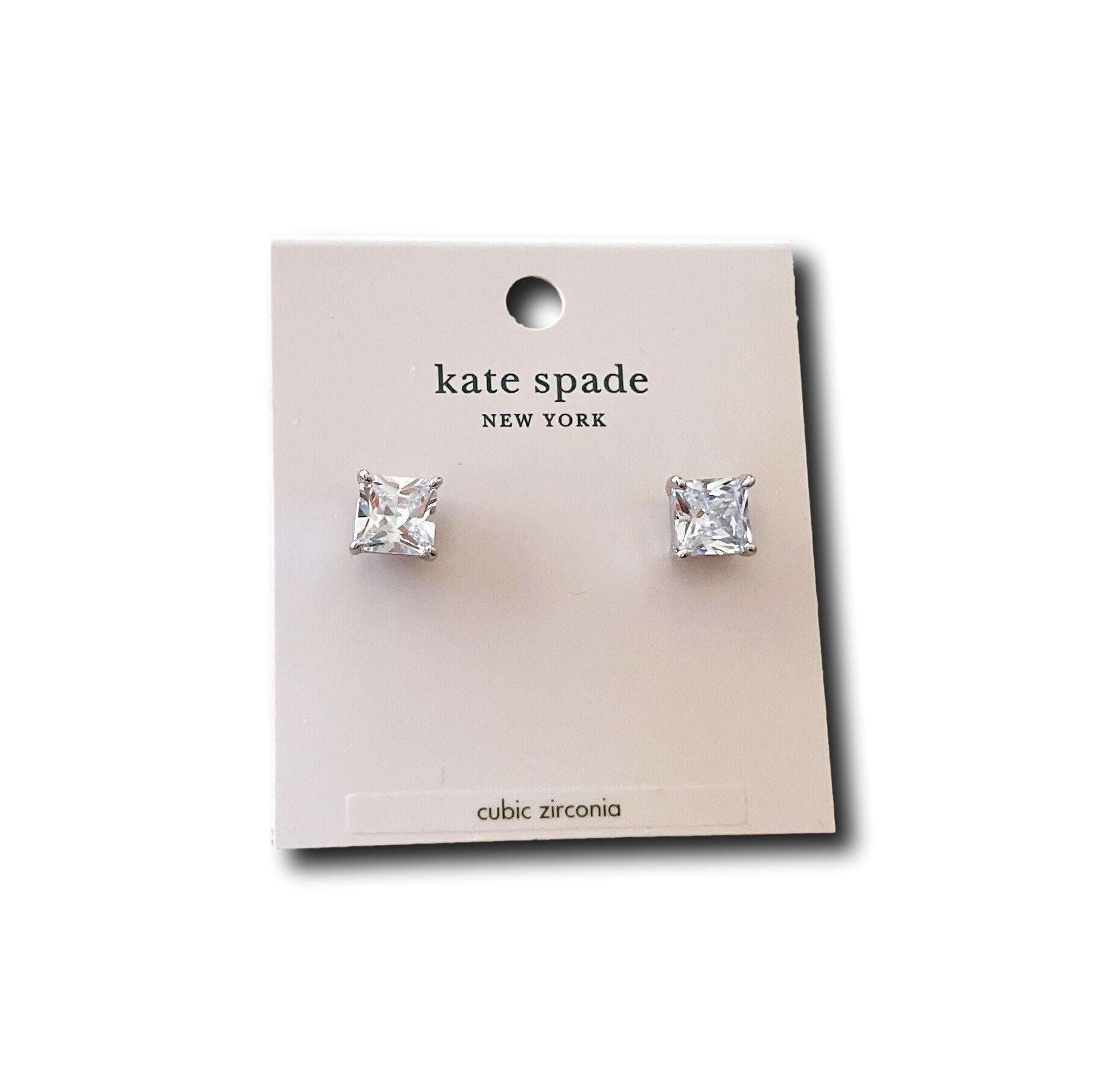 Kate Spade New York Save the Date Princess Cut Stud Earrings in Silver -  