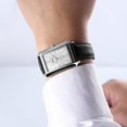 thumbnail image 5 of Reloj de cuarzo casual de negocios para hombres Reloj rectangular de cuero con correa de caja de acero inoxidable (negro, blanco, gris, oro rosa) Blanco, 5 of 5