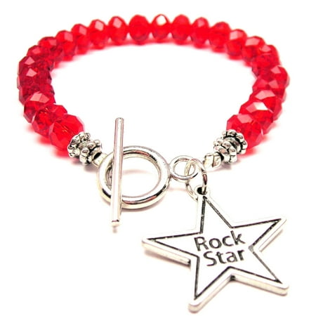 Crystal Star Charm Bracelet - Chubby Chico Charms Rock Star Crystal Toggle Bracelet in Crimson Red
