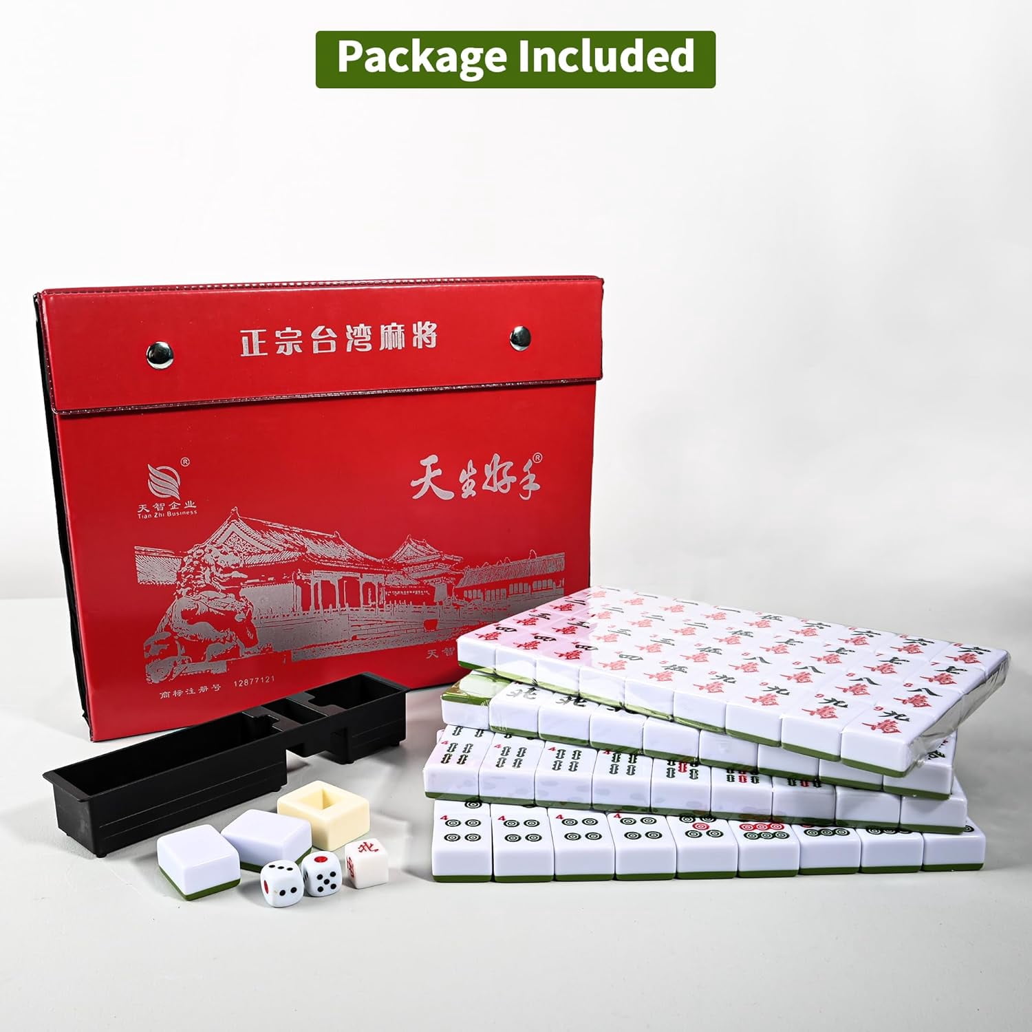 Gomok Mahjong Game Set, 146 Pcs Mahjong Tile Set ( 36 mm / 1.42" Large Size), Mahjong Set with Storage Case for Travel Party Family Games