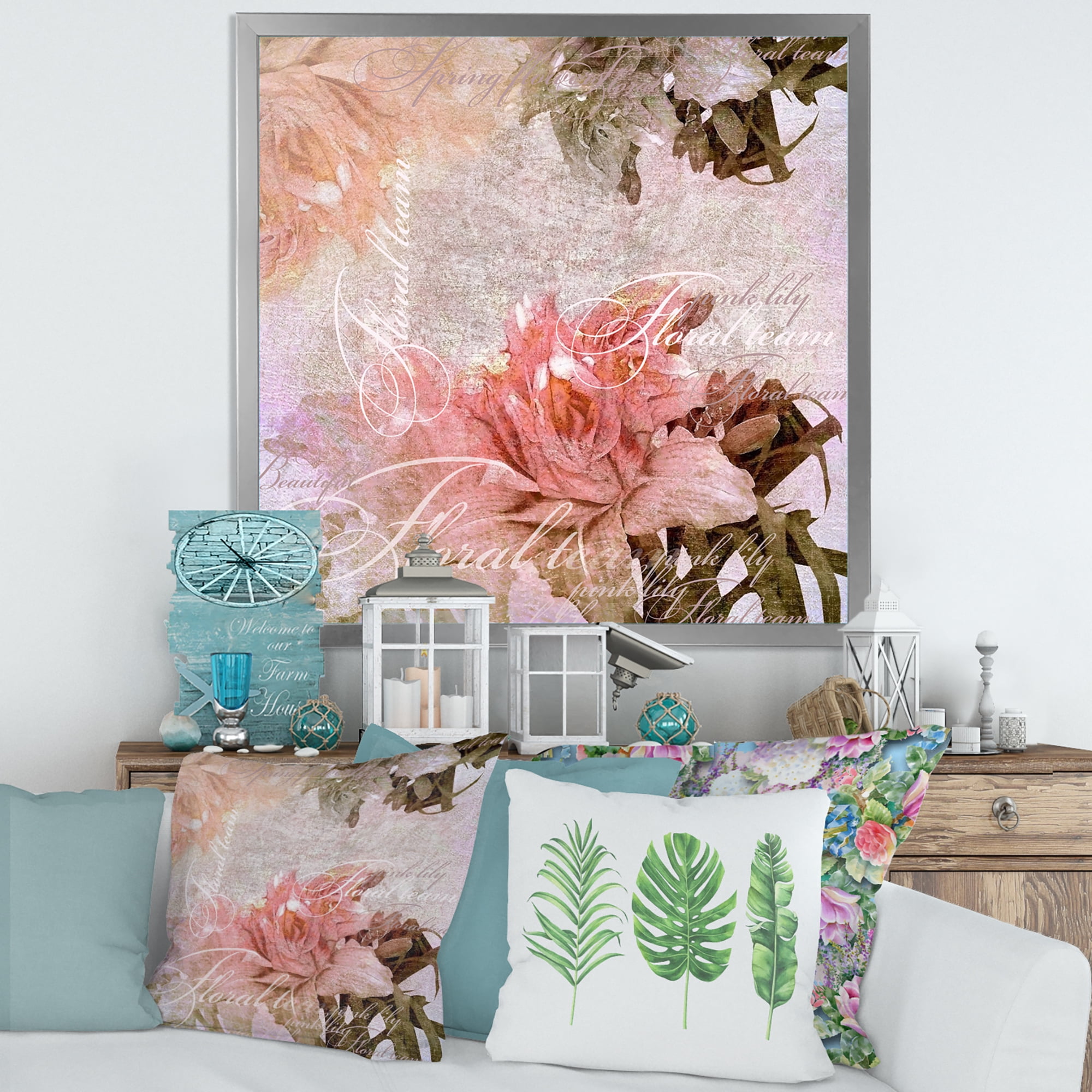 Designart 'Flowers Vintage In Pastel Colours' Traditional Framed Art Print