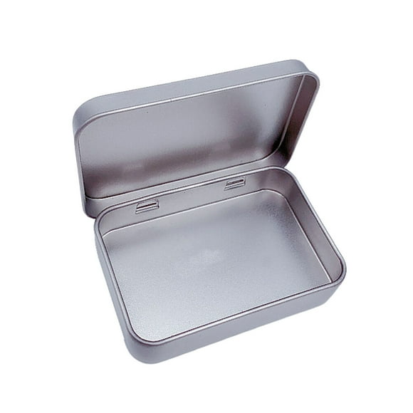MERRYHAPY 6pcs Small Tin Box Metal Rectangular Silver Hinged Lid Storage for Travel