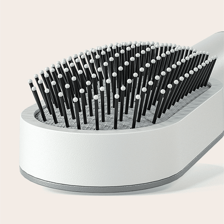 Pinkiou Self Cleaning Hair Brush with Holder-New 3D Air Cushion Brush for Detangling-Easy Clean Hair Brush for Women&Men-Paddle Hair Brush with Nylon Bristles for Thick/Curly/Long/Short Hair
