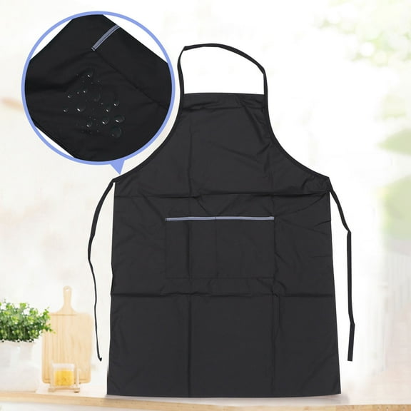 FONWILYO 1Pcs Salon Aprons For Women Black Waterproof Protective with Gadget Storage for Hairdressing Supplies