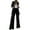 Black, variant on Teissuly Women's Fashion Turn Down Collar Sequin Long Sleeve Zipper Solid Coat Pants