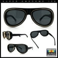 thumbnail image 2 of Retro Dimensional Metal Socket Rim Tear Drop Shape Racer Plastic Sunglasses Matte Black Gold - Black, 2 of 7
