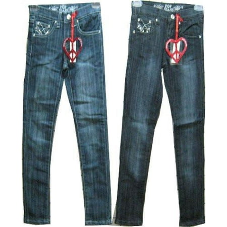 Girls Sizes 7/8/10/12/14 Stretchable Denim 5 Pockets Embroidered Jeans. Skinny Cut. * 2 Units Pack
