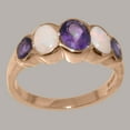 thumbnail image 2 of LBG British Made 10k Rose Gold Ring with Natural Amethyst & Opal Womens Band Ring - 33 size options - Size 4, 2 of 6