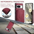 thumbnail image 4 of for Google Pixel 8A Wallet Case, Minimalist Luxury PU Leather Magnetic Detachable Credit Card Holder, 2 in 1 Zipper ID Cash Slot, Magnetic Closure Kickstand Folio Flip Slim Cover,Red, 4 of 7